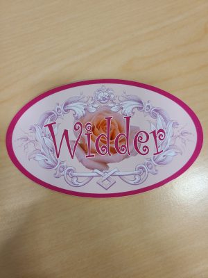 Widder rose sticker 5x3 oval